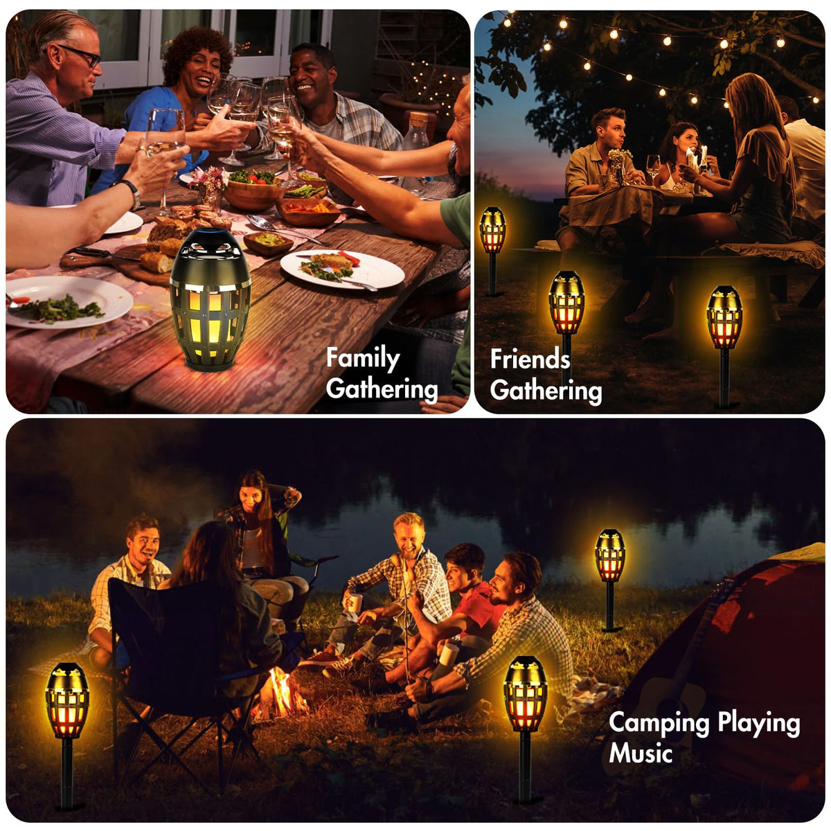2 Pack Outdoor Bluetooth Flame Speakers with Stakes T343301