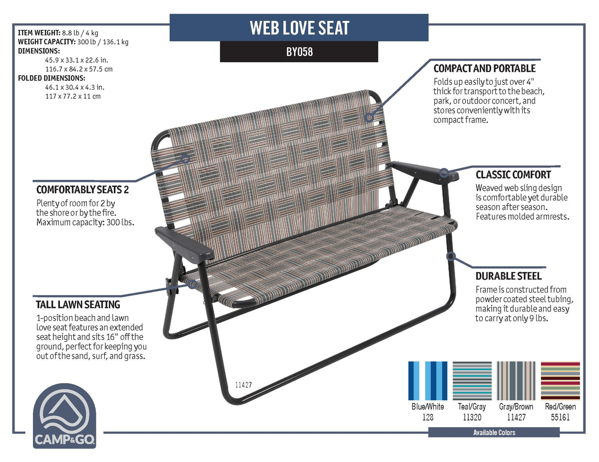 Blue/White Double-Wide Folding Web Lawn Chair H5561