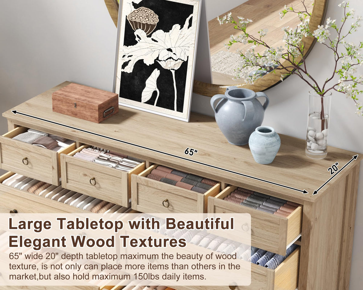 Rustic Wood 8 Drawer Dresser N5193