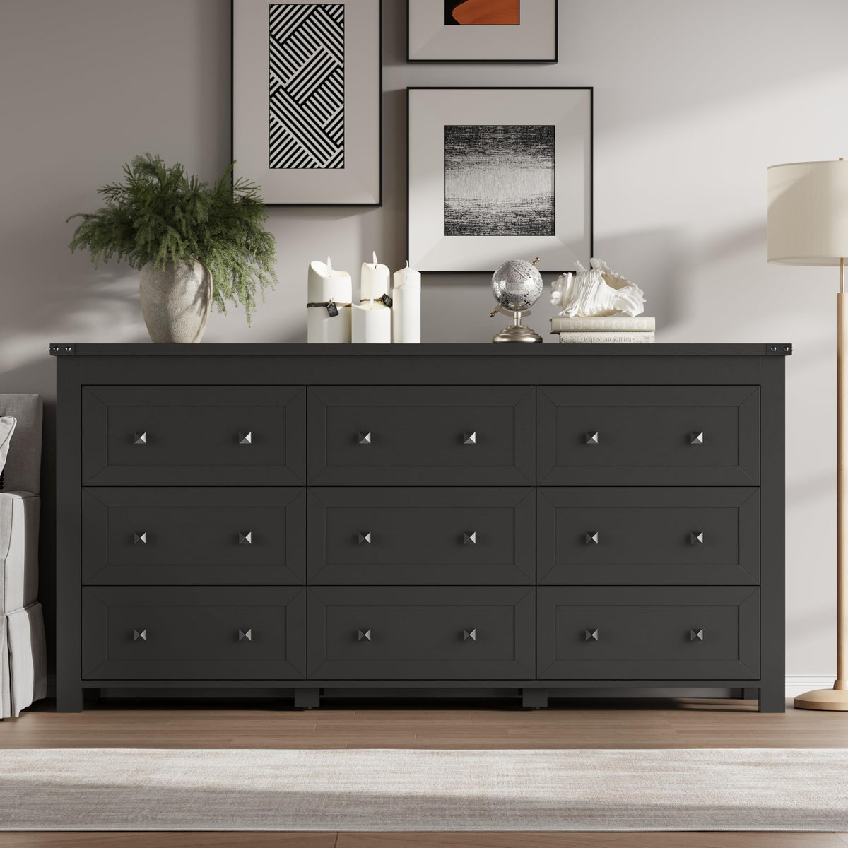 9 Drawer Wood Dresser P21148