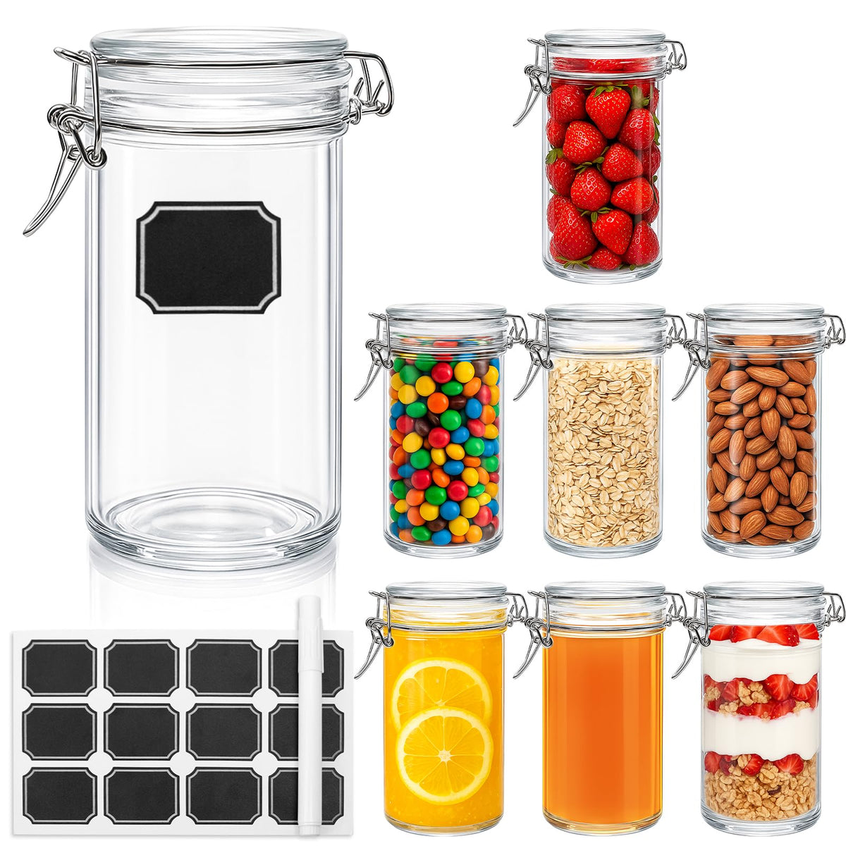 8 PCS 16 oz Glass Jars with Airtight Lid Z78017