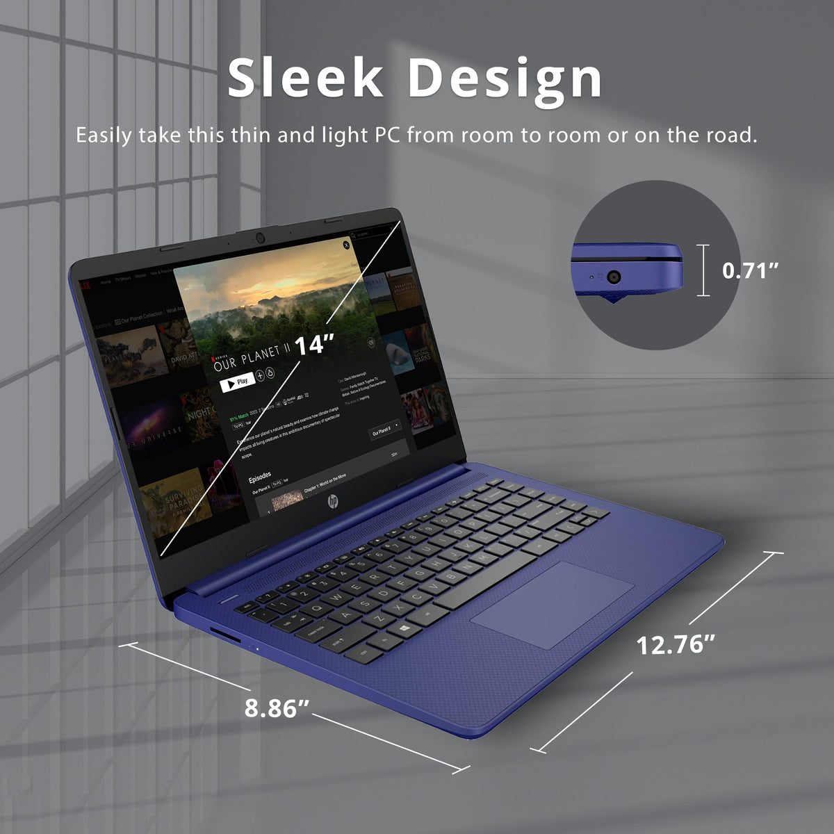 14" HD Laptop Intel Celeron N4120 4GB RAM 224GB Storage Blue C256394