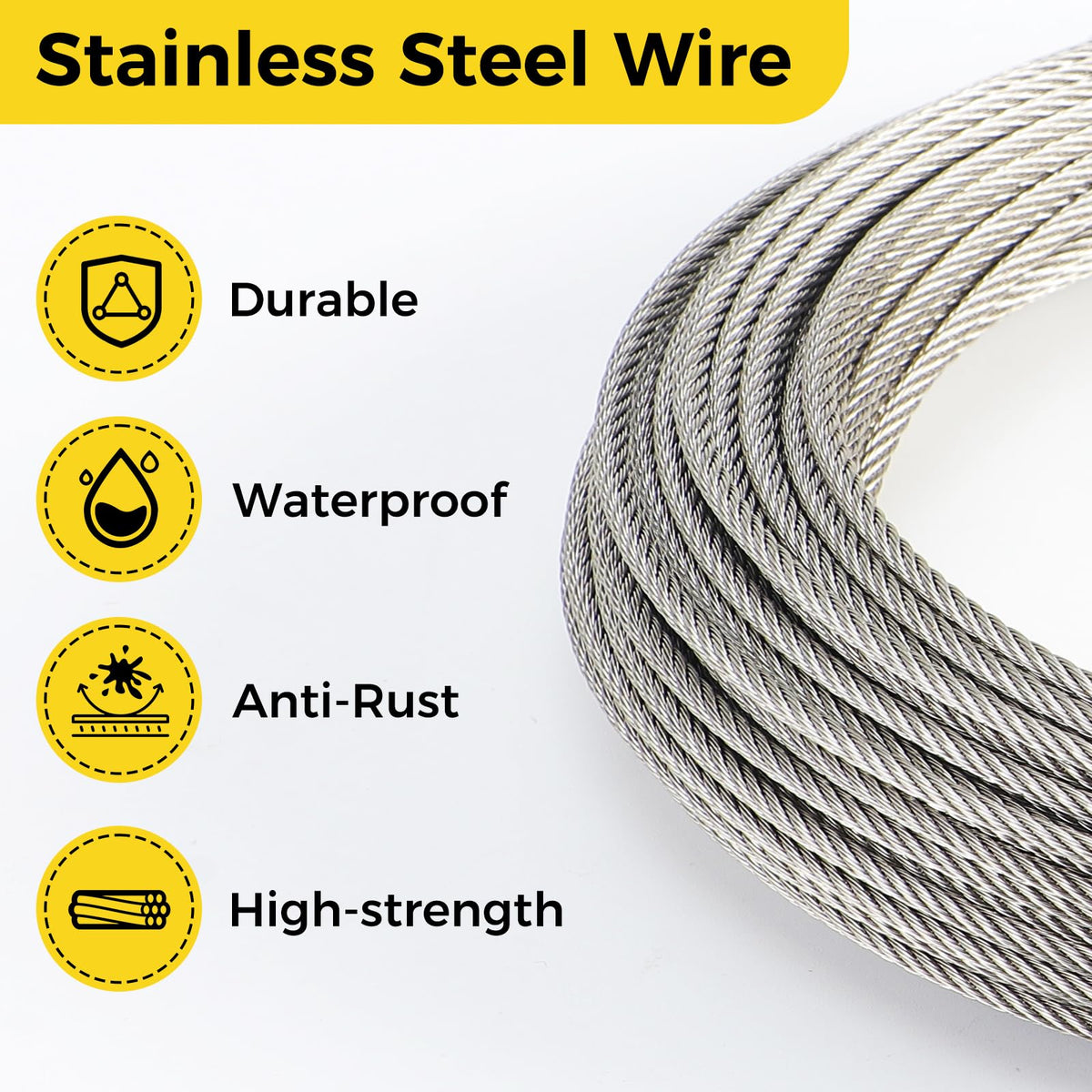 1/8 Inch 120FT Stainless Steel Wire Rope M6016