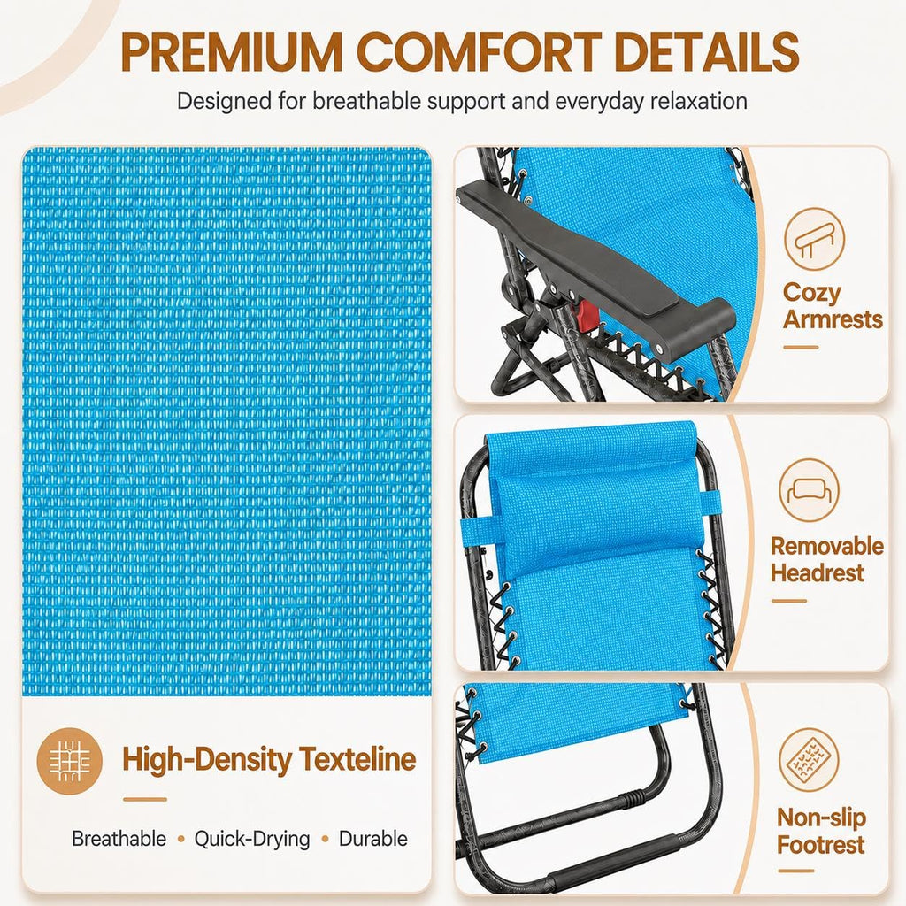Light Blue Set of 2 Adjustable Zero Gravity Recliners K822