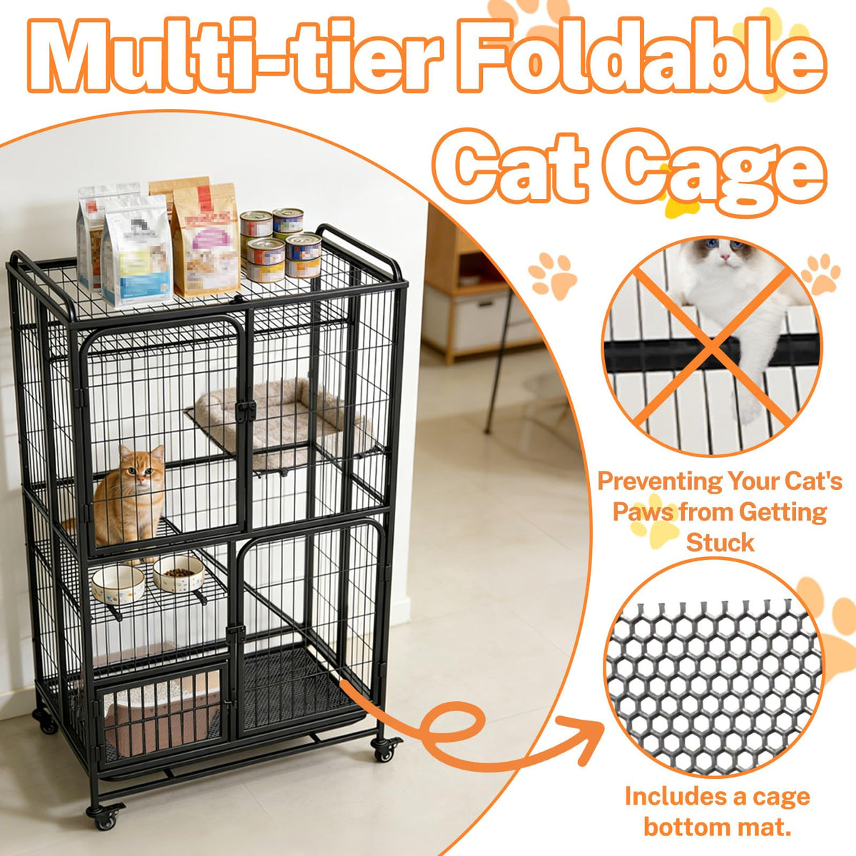 Collapsible Metal Wire Cat Cage O2671