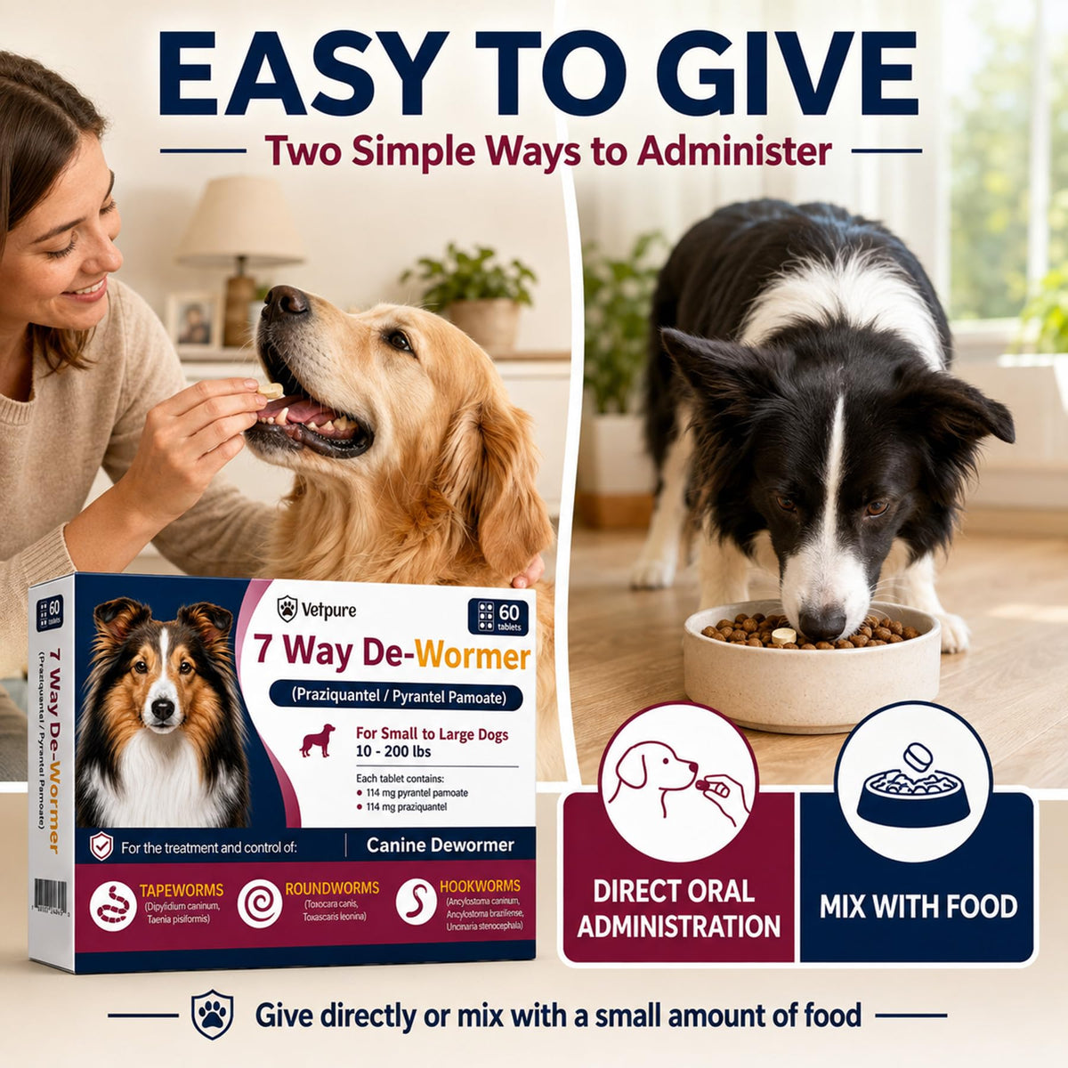 Dog Dewormer Tablets 60 Count E4014