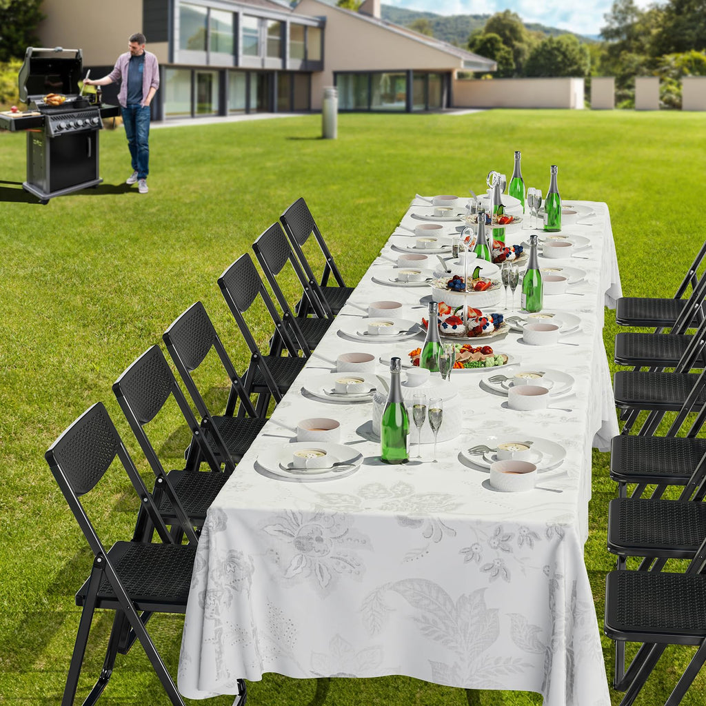 Black Plastic Folding Chairs with Mesh Seat, 10 Pack L39742