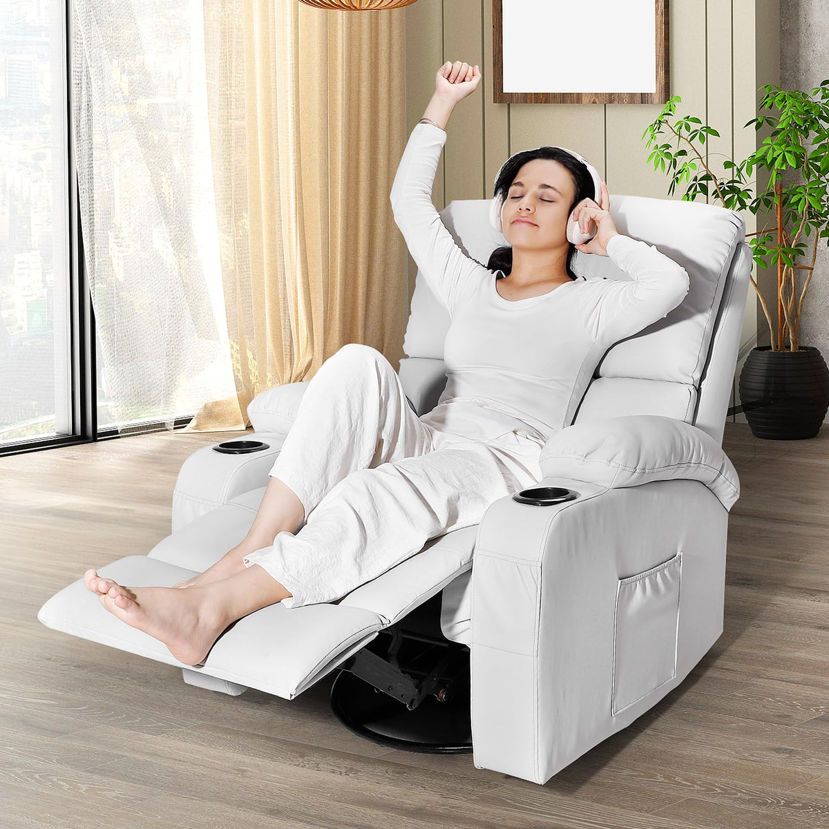 Grey Massage Rocking Recliner Chair with Heat and USB C14684