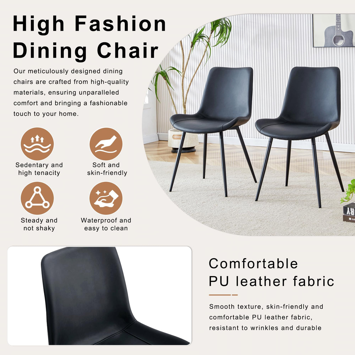 Walnut 9 Piece Dining Table Set with 8 Black Upholstered Chairs M6793