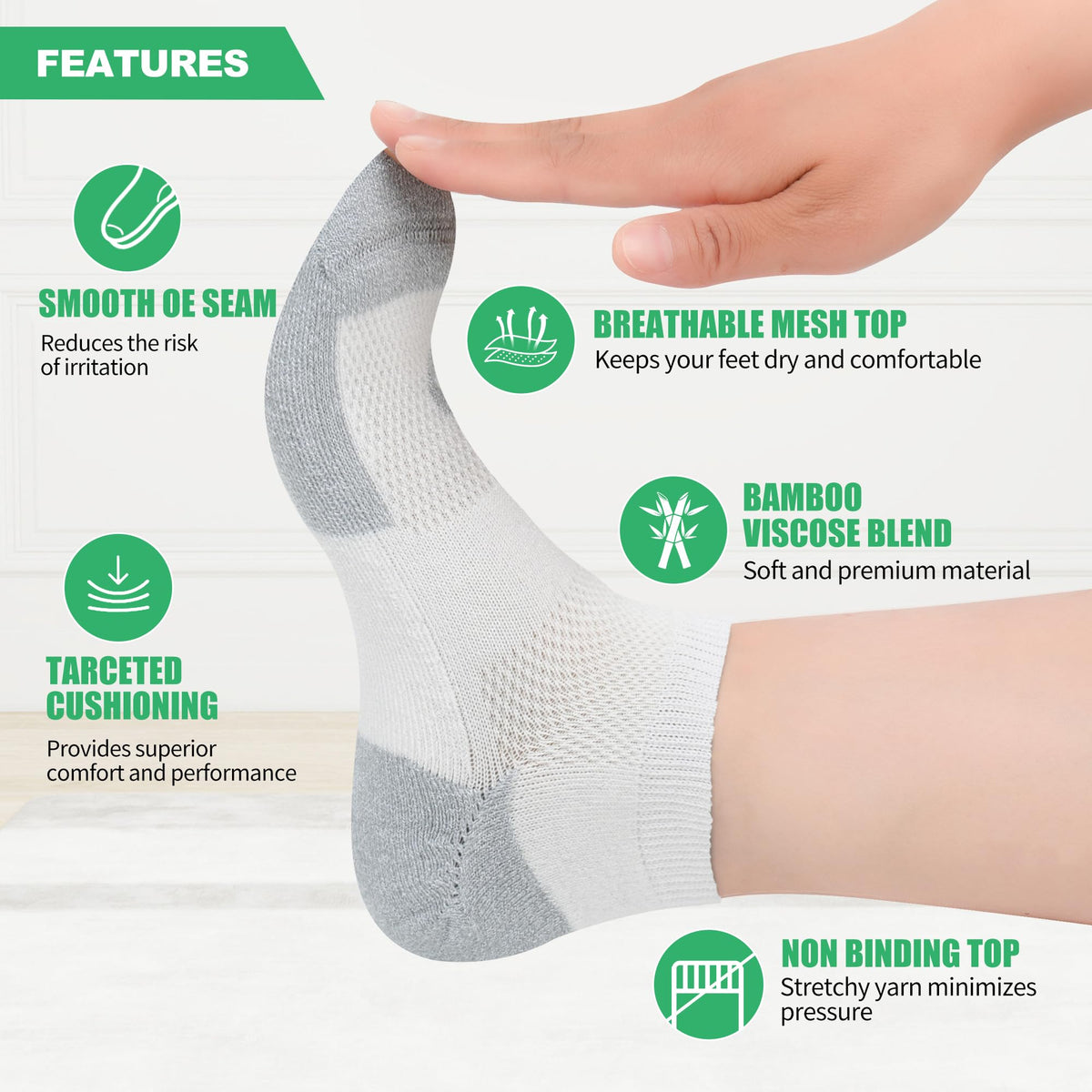 Low Cut Diabetic Socks 6 Pairs R96701