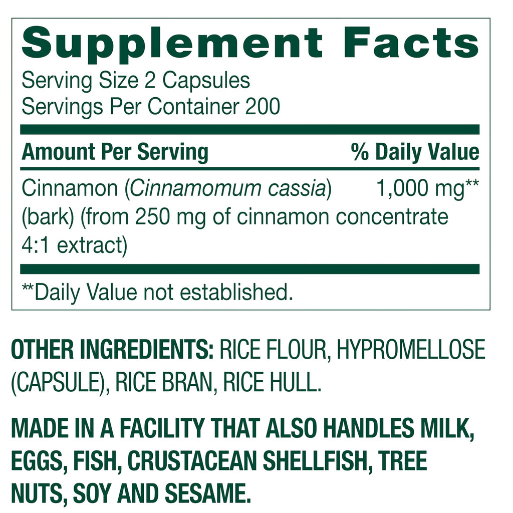 Cinnamon Extract Capsules 400 Count N66904