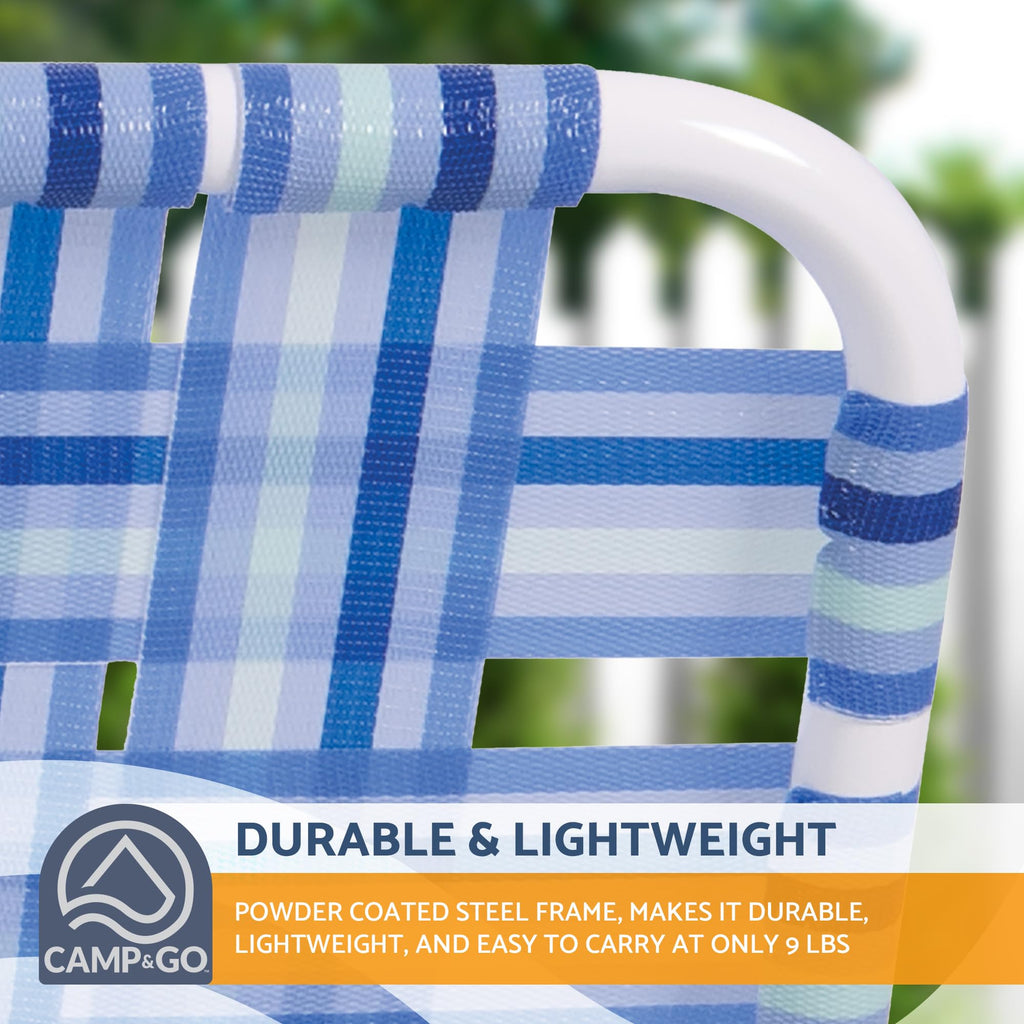 Blue/White Double-Wide Folding Web Lawn Chair H5561