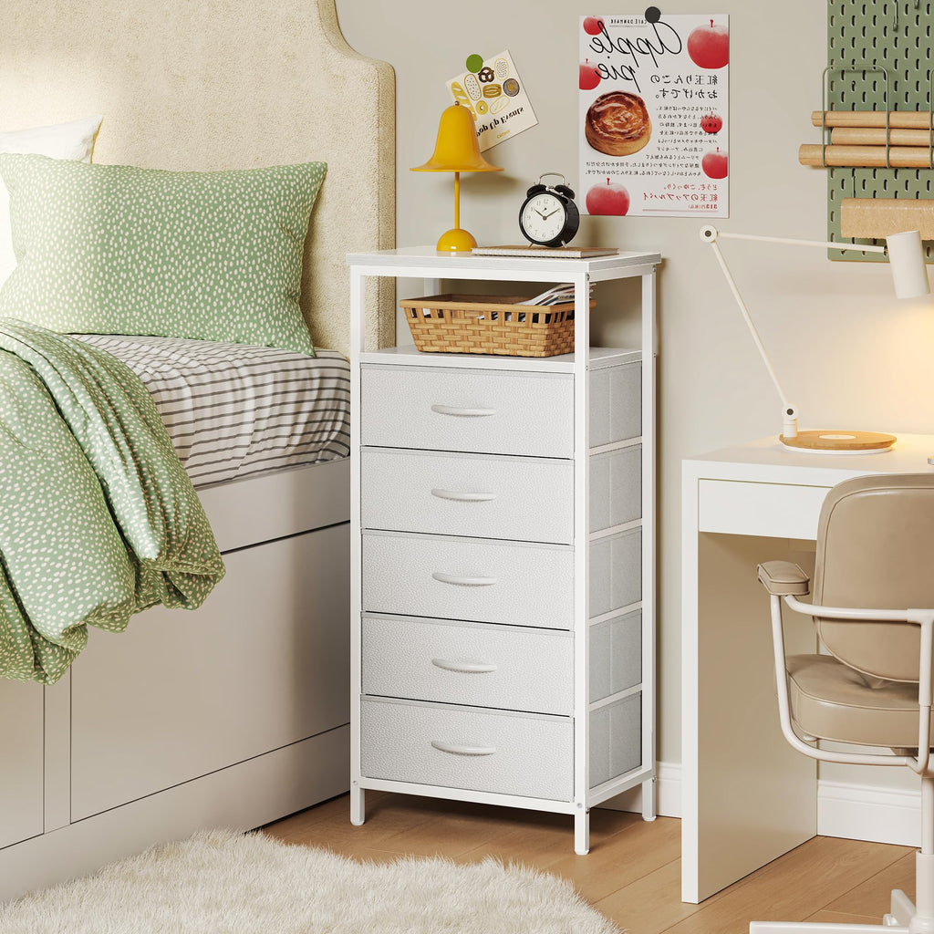 White 5 Drawer Dresser with Charging Station P376