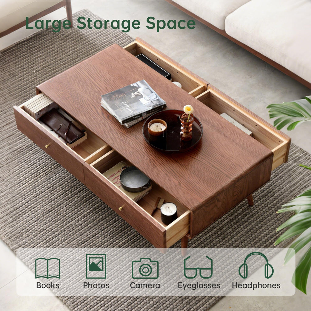 Oak Wood Coffee Table with Storage W1262
