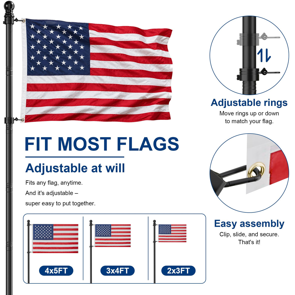 Black 5FT Aluminum Flag Pole J126