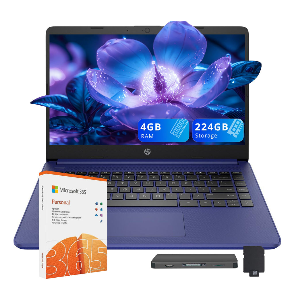 14" HD Laptop Intel Celeron N4120 4GB RAM 224GB Storage Blue C256394