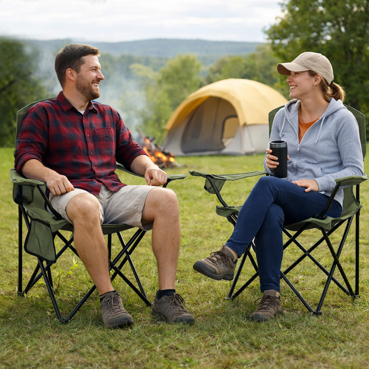 Camping Chair 2 Pack Portable Folding Chair Green U78681
