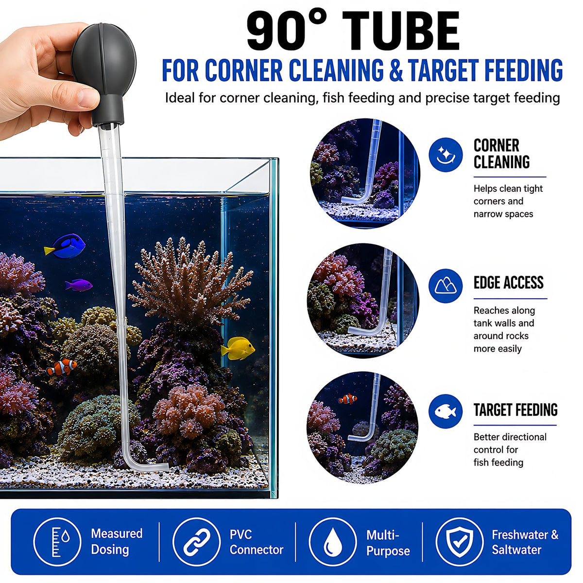Aquarium Turkey Baster 4-in-1 Spot Cleaner and Coral Feeder 21.6 in Q52975