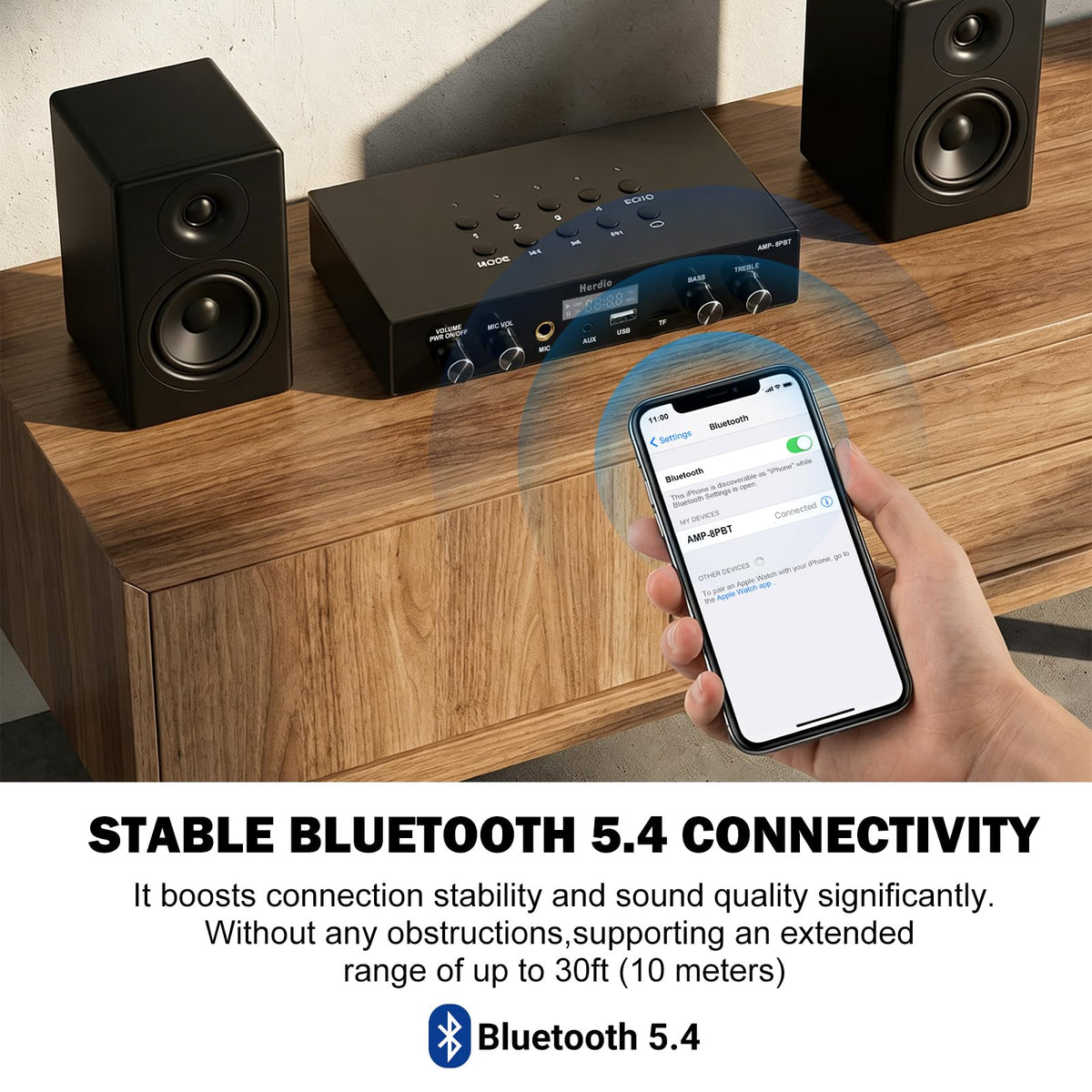 60W 8 Channel Bluetooth Stereo Audio Amplifier Receiver Q86261