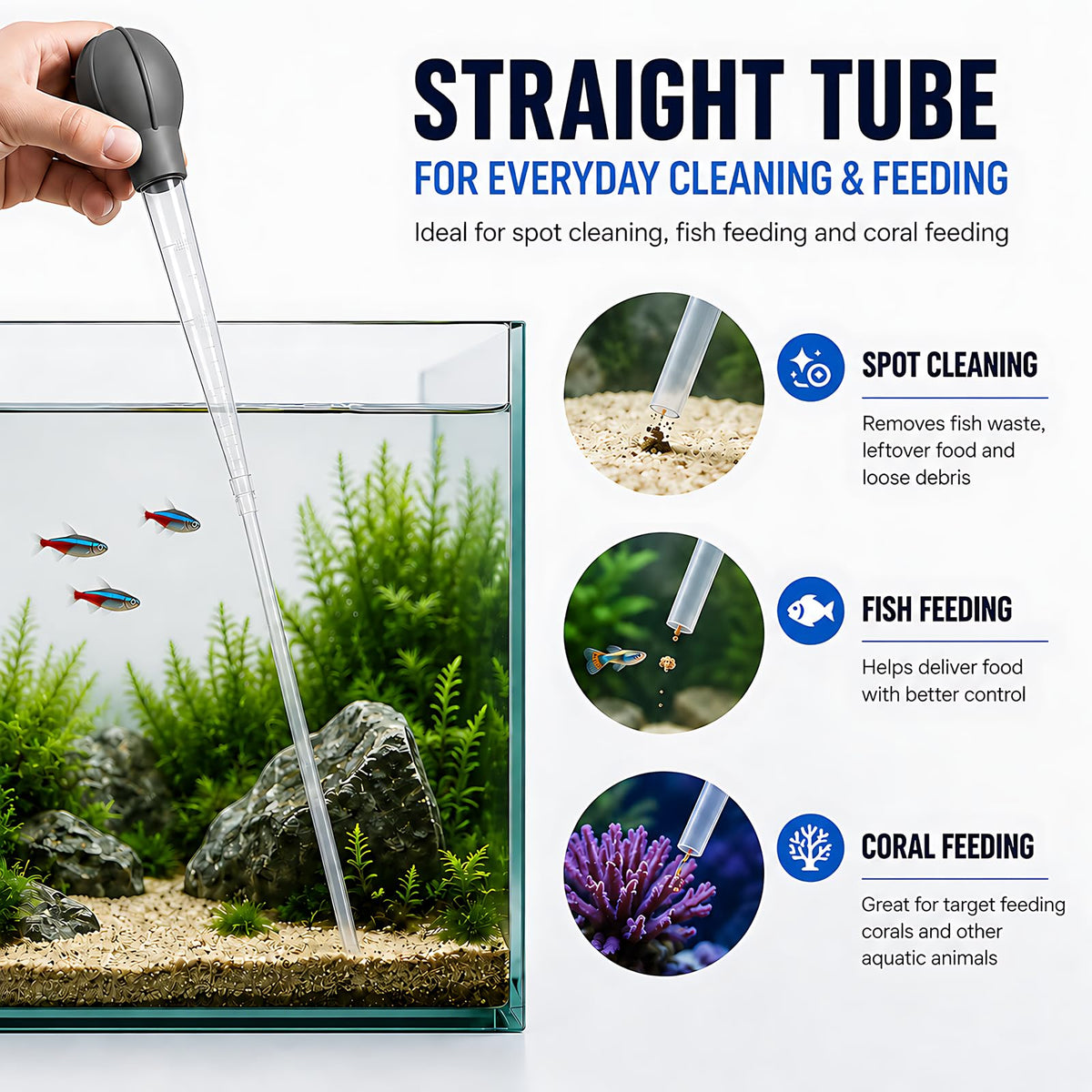 Aquarium Turkey Baster 4-in-1 Spot Cleaner and Coral Feeder 21.6 in Q52975