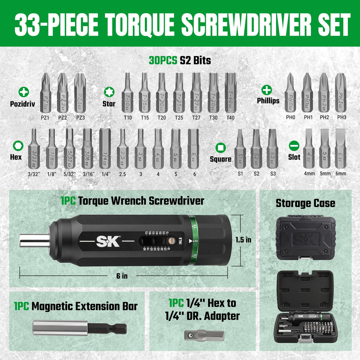 33-Piece Torque Screwdriver Set V453