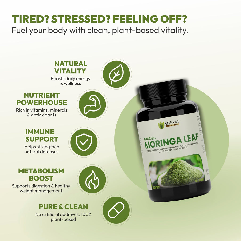 Organic Moringa Leaf Capsules 1000mg 90 Capsules Y714683