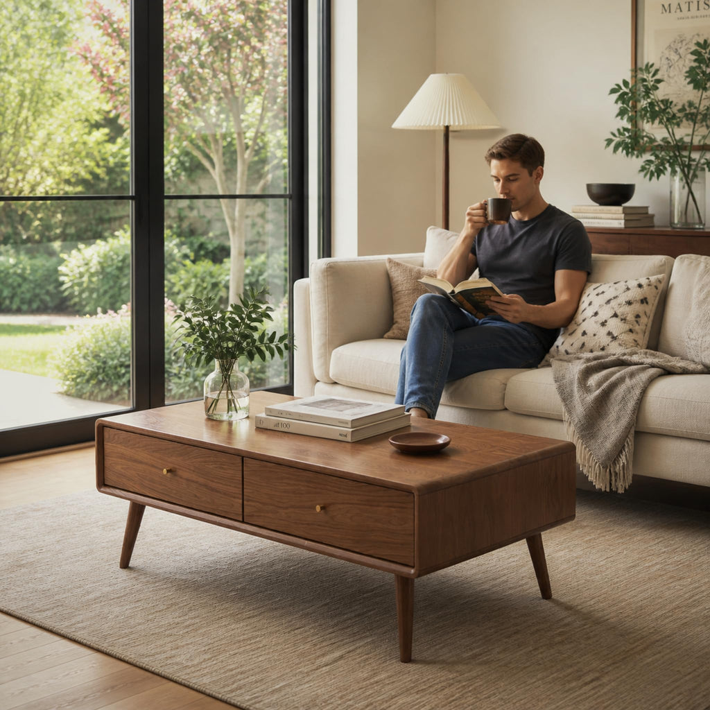 Oak Wood Coffee Table with Storage W1262