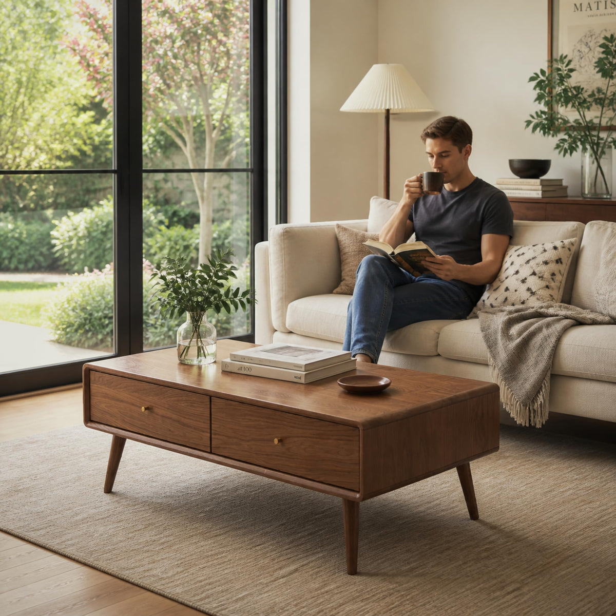 Oak Wood Coffee Table with Storage W1262