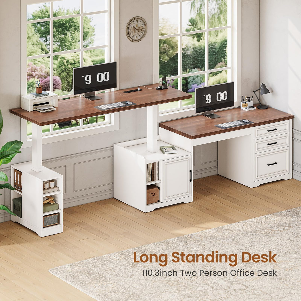 L Shaped Standing Desk with Storage C469275