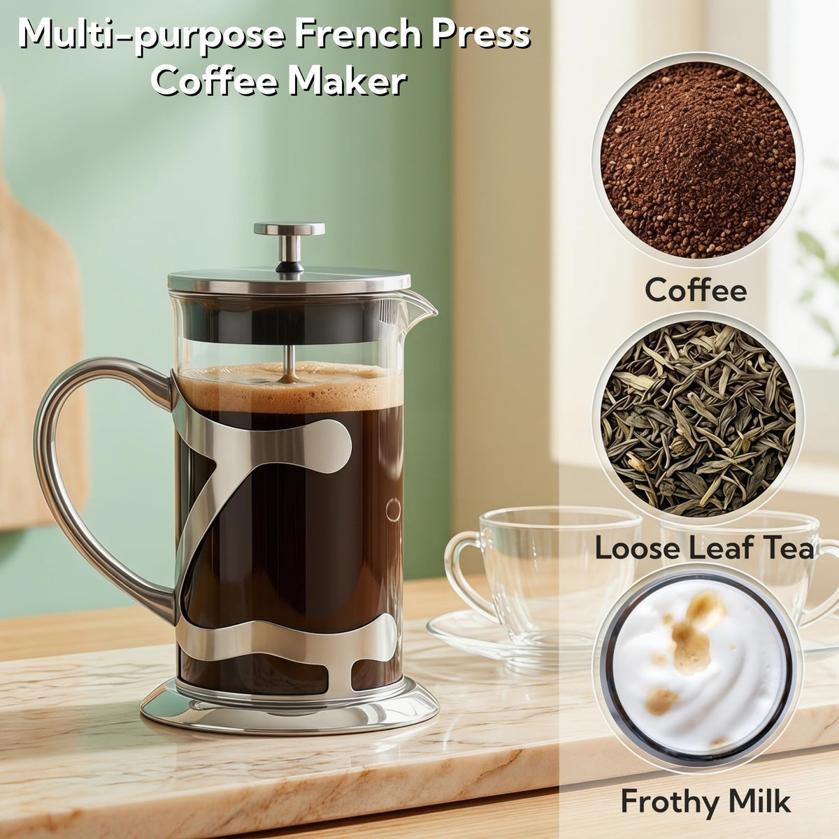 Stainless Steel French Press Coffee Maker 1L V568775