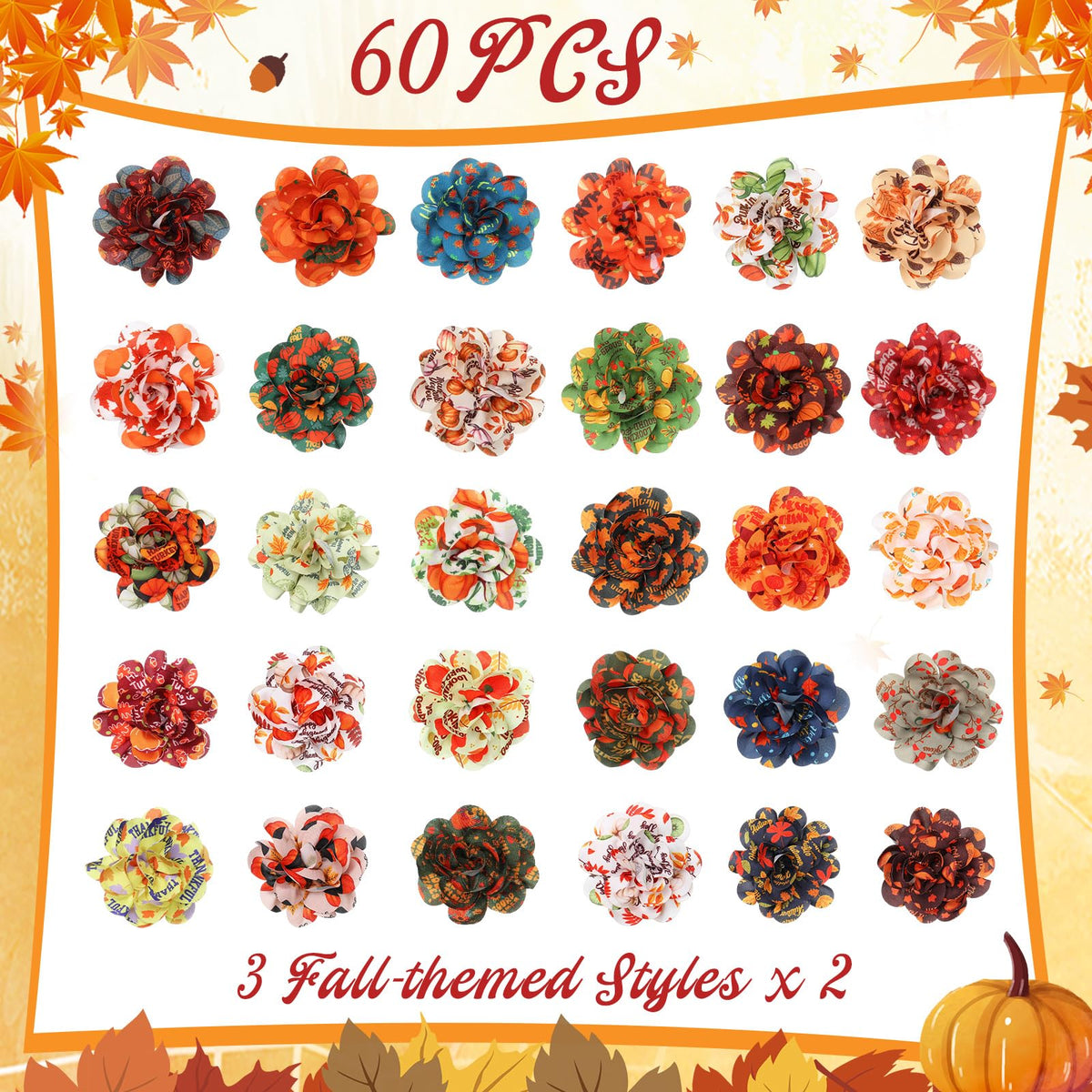 60 Pcs Fall Pet Bow G64178
