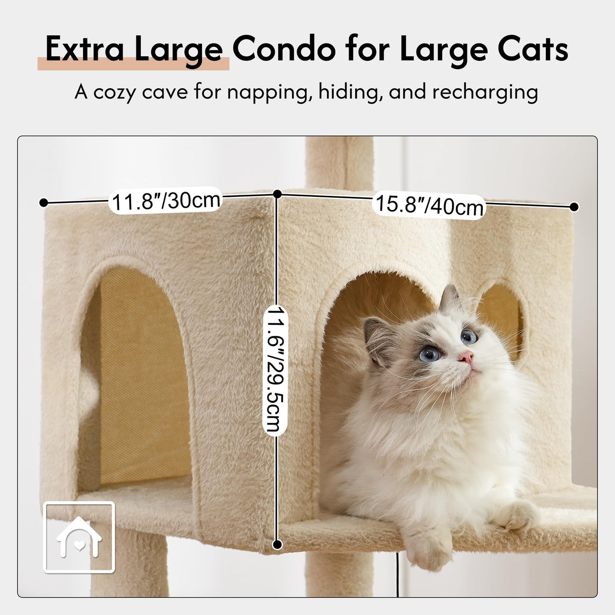 70” XXL Cat Tree Tower with Oversized Bed I3517