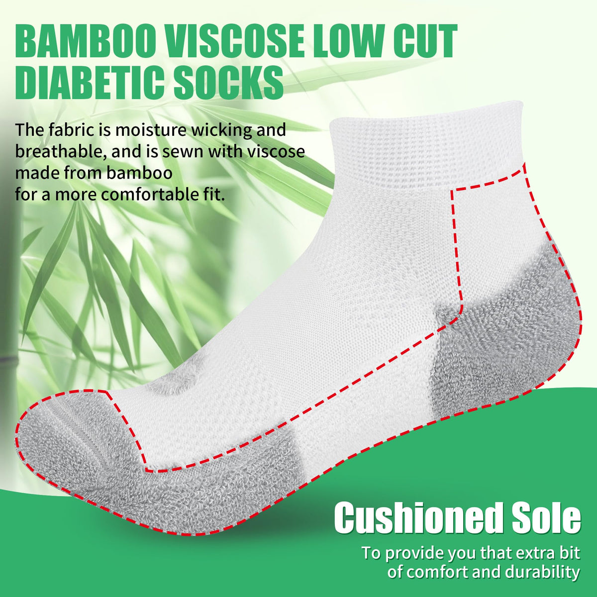 Low Cut Diabetic Socks 6 Pairs R96701