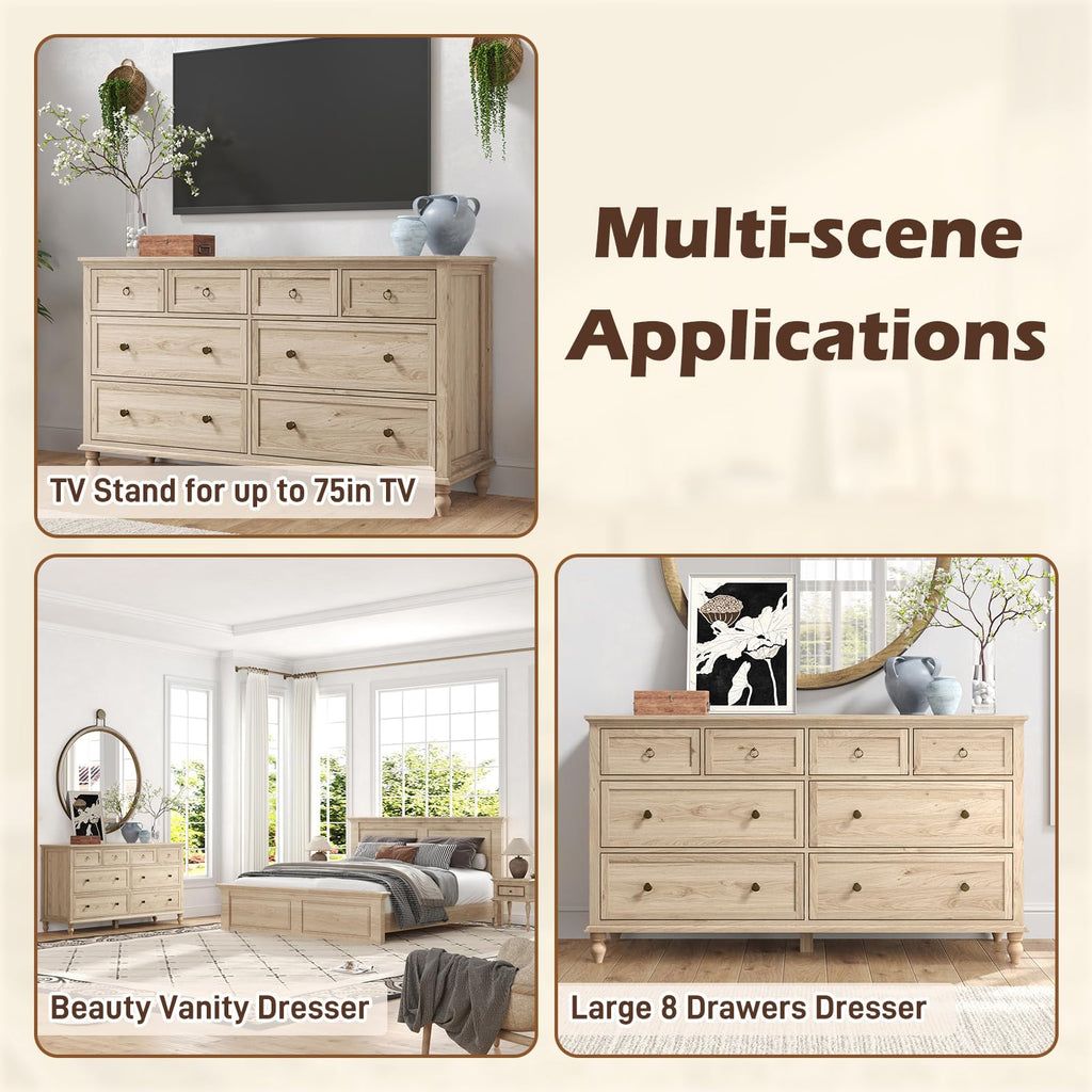 Rustic Wood 8 Drawer Dresser N5193