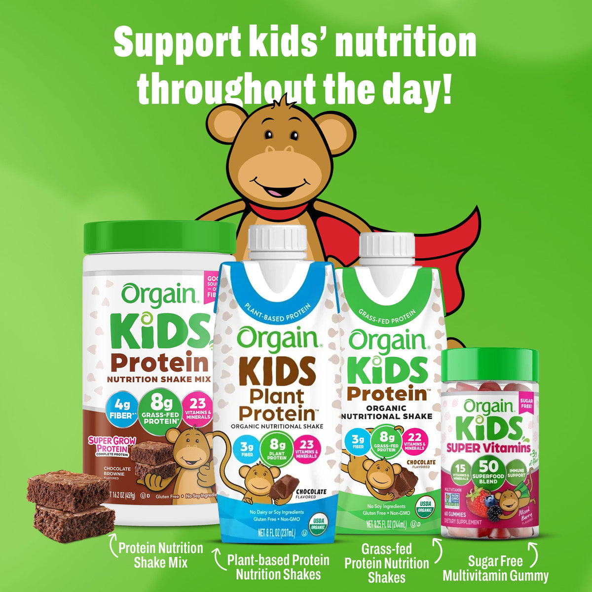 Organic Vegan Kids Protein Shakes Chocolate 8 Fl Oz 12 Pack P214