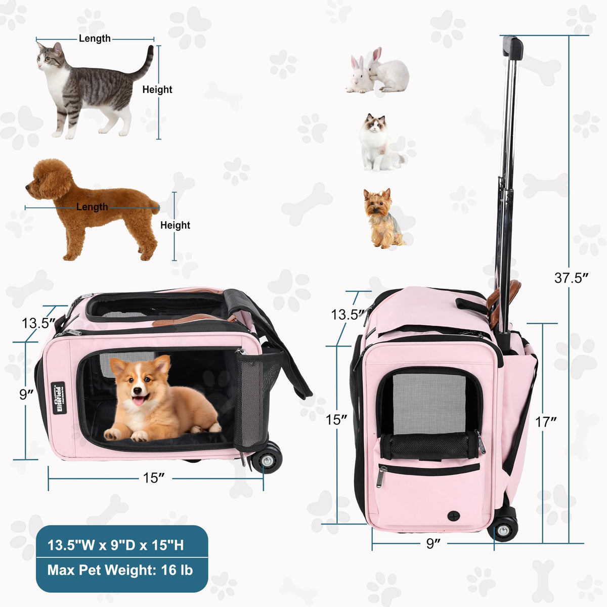 Rolling Dog & Cat Carrier Z3555