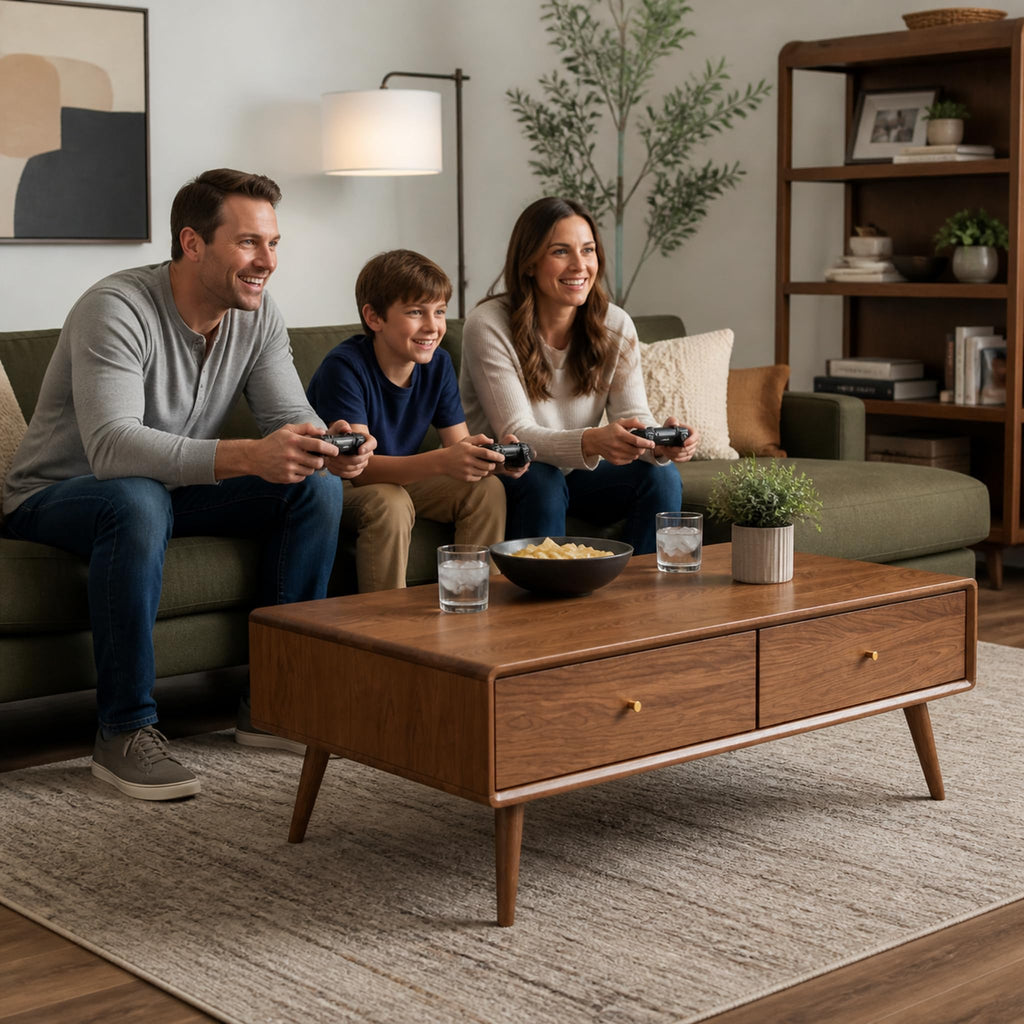 Oak Wood Coffee Table with Storage W1262