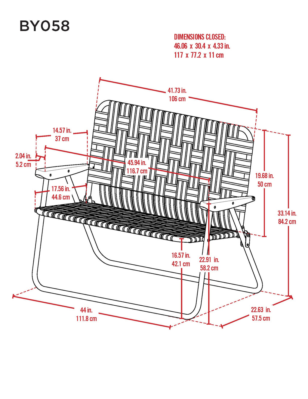 Blue/White Double-Wide Folding Web Lawn Chair H5561