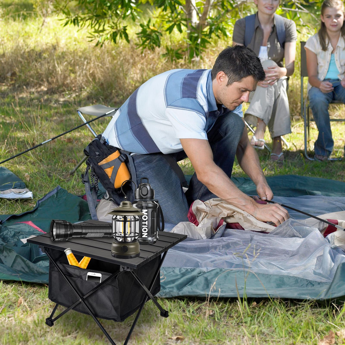Foldable Aluminum Camping Side Table with Carry Bag C440