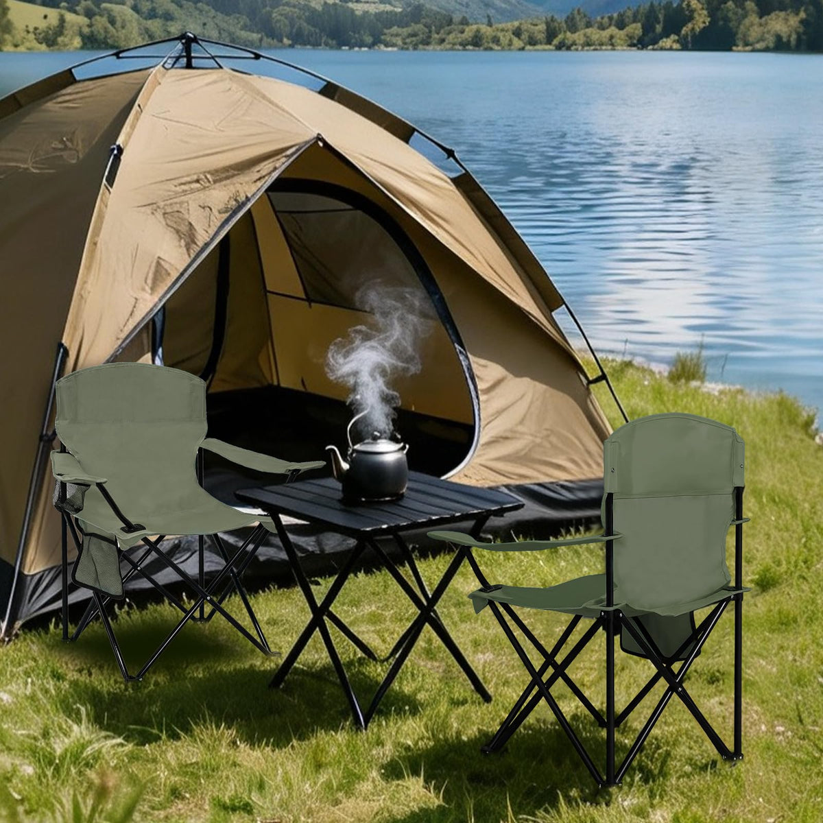 Camping Chair 2 Pack Portable Folding Chair Green U78681