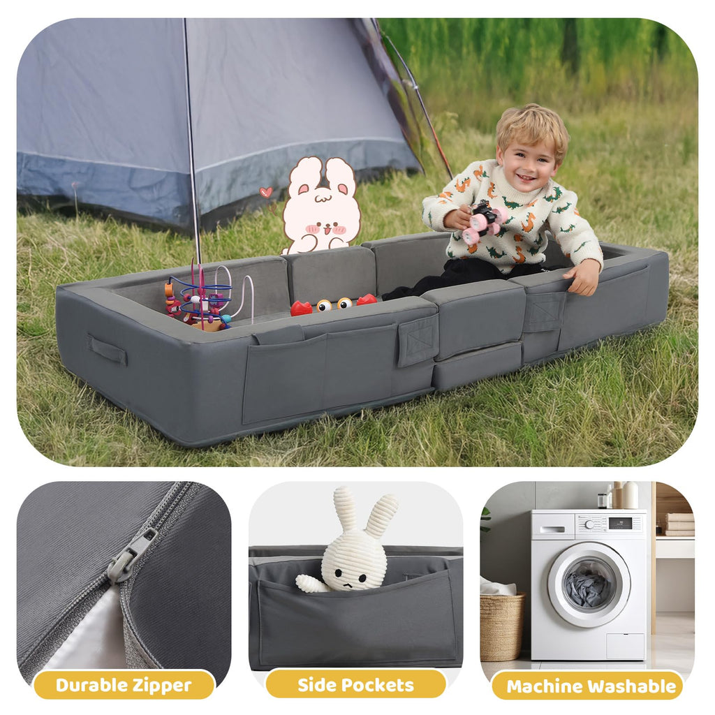 Portable Toddler Travel Bed with Soft Foam Safety Rails M9310