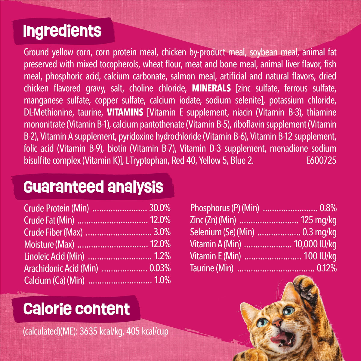 Dry Cat Food, Chicken & Salmon, 22 lb Bag P3851