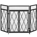 Folding Fireplace Screen Heavy Duty Black Z96362