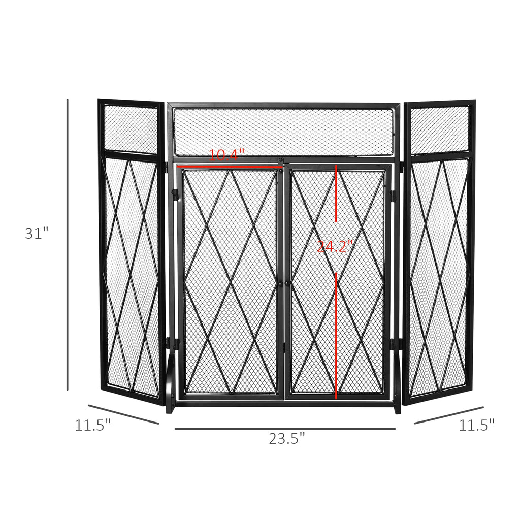 Folding Fireplace Screen Heavy Duty Black Z96362