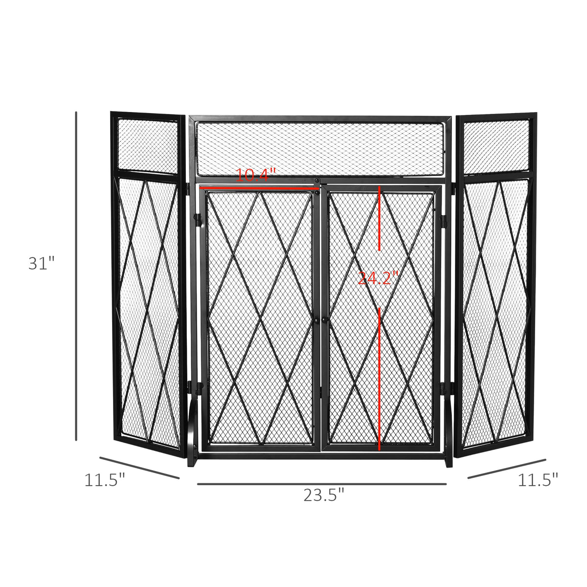 Folding Fireplace Screen Heavy Duty Black Z96362
