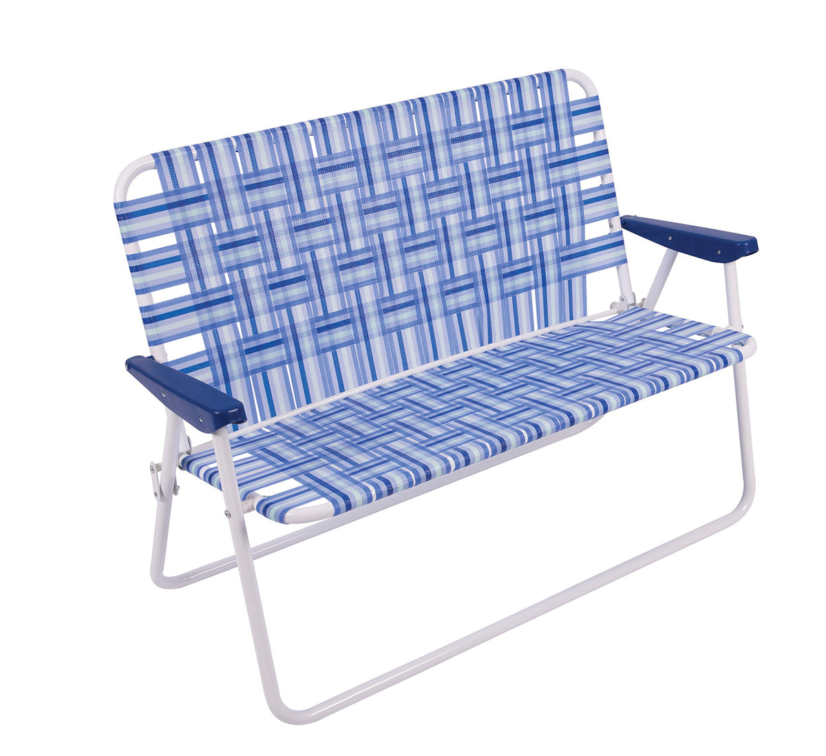 Blue/White Double-Wide Folding Web Lawn Chair H5561
