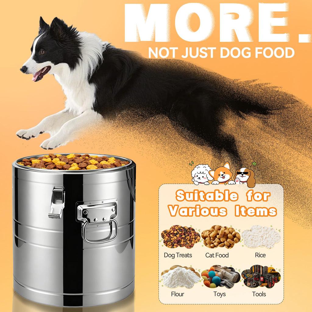 40lb Airtight Stainless Steel Dog Food Storage Container C1565