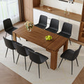 Walnut 9 Piece Dining Table Set with 8 Black Upholstered Chairs M6793