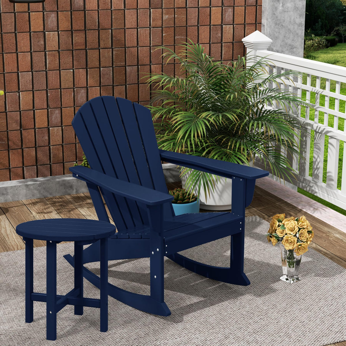 Navy Blue HDPE Adirondack Chair I825988